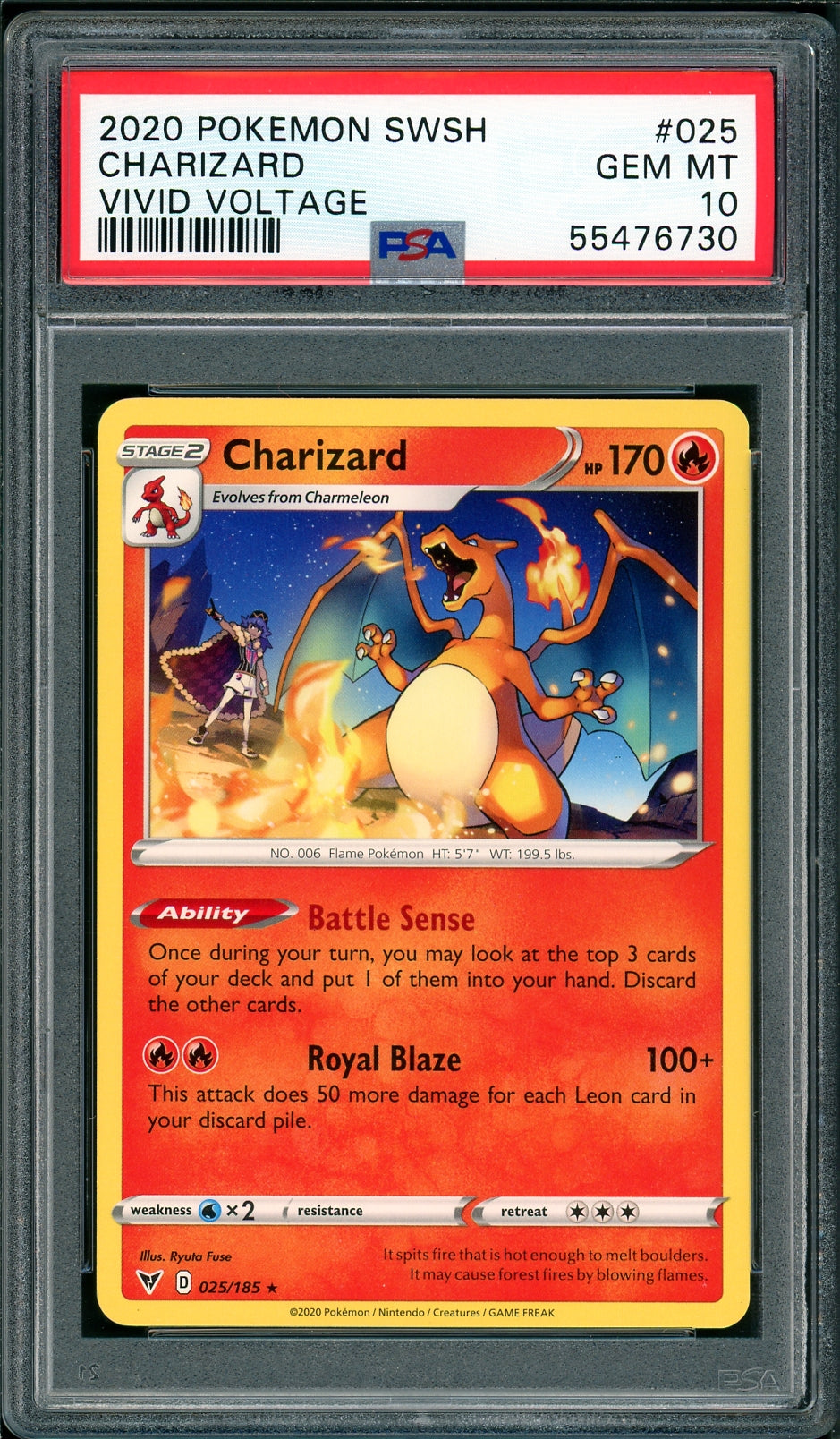 [PSA 10 - Gem Mt] Charizard #025 - Vivid Voltage (2020)