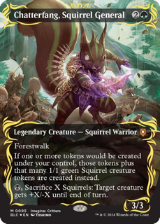 Magic The Gathering Chatterfang, Squirrel General (Borderless) (Raised Foil) - Commander: Bloomburrow (Blc)