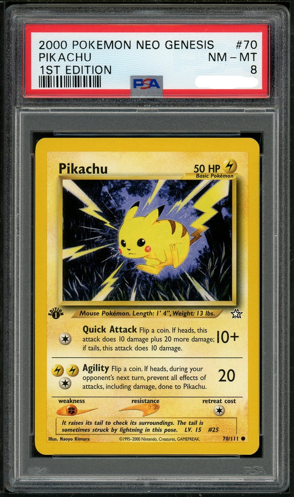 PSA (Nm-Mt 8) Pikachu #70 - Pokemon Neo Genesis 1St Edition