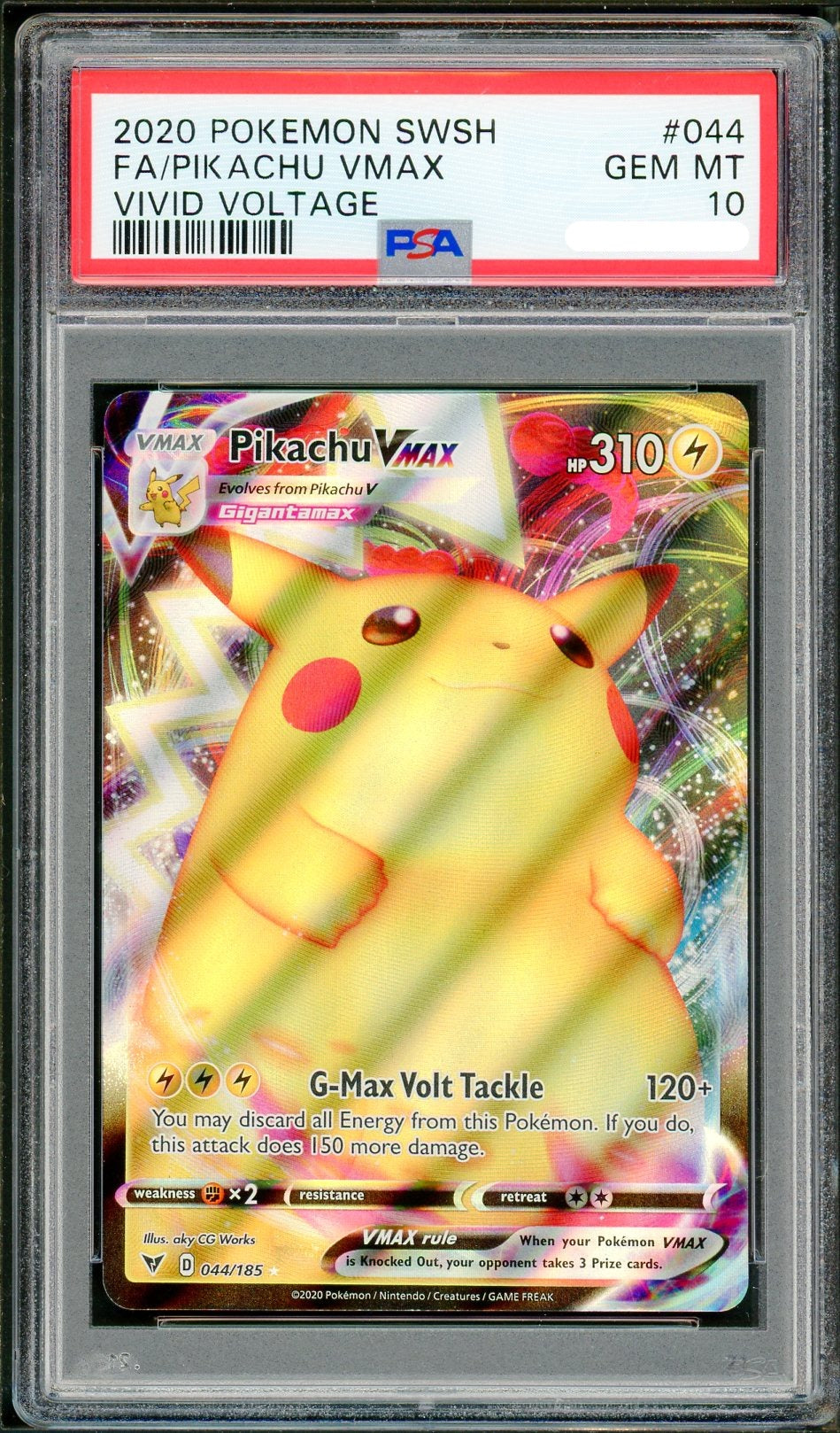 PSA (Gem Mt 10) Fa/Pikachu Vmax #044 - Pokemon Sword & Shield Vivid Voltage