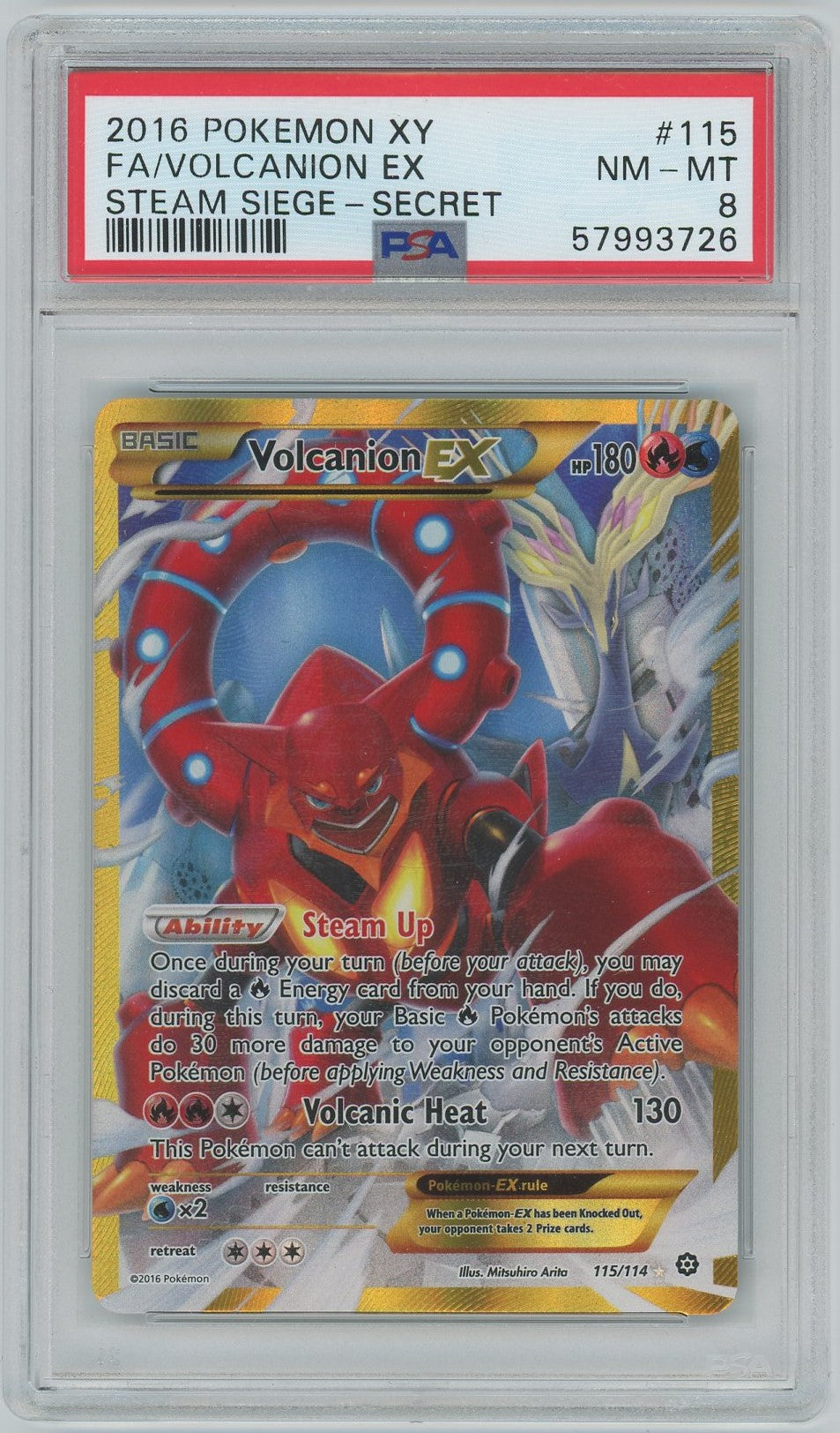 PSA (Nm-Mt 8) Fa/Volcanion Ex #115 - Pokemon Xy Steam Siege (#57993726)