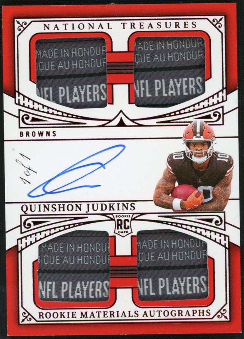 Sports Panini 2025 Panini National Treasures Quinshon Judkins Quad Laundry Tag Auto 1/1