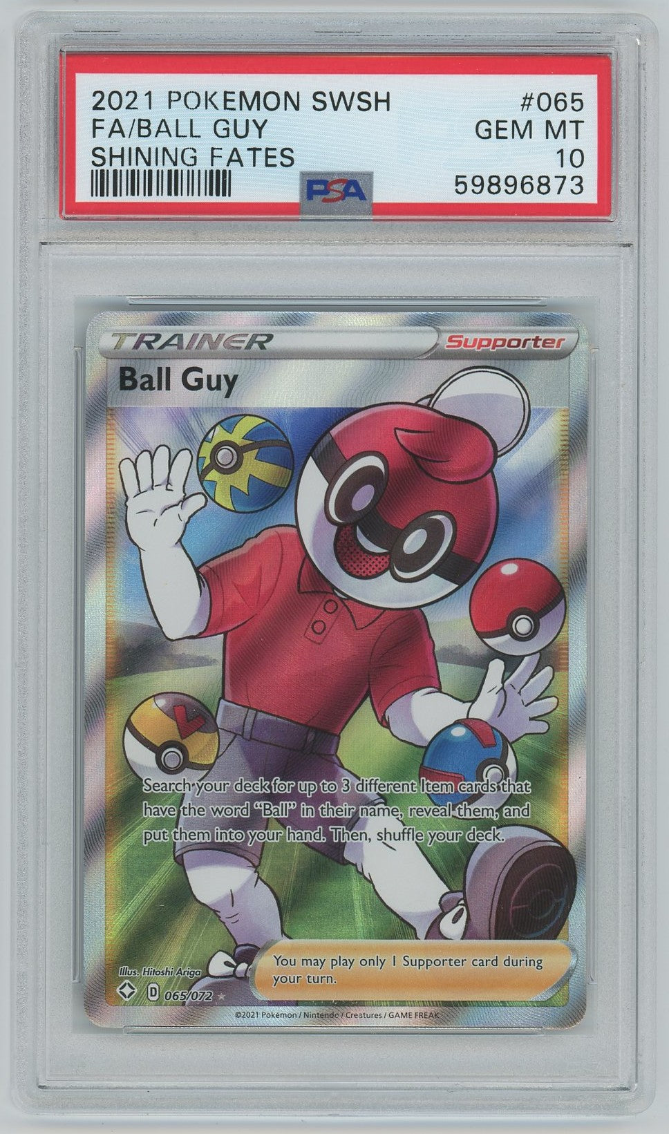 PSA (Gem Mt 10) Fa/Ball Guy #065 - Pokemon Sword & Shield Shining Fates (#59896873)