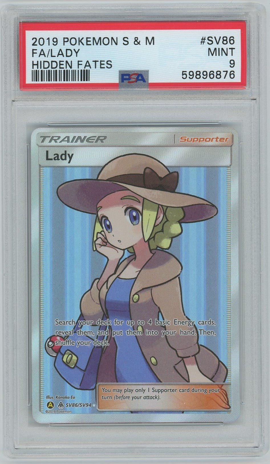 PSA (Mint 9) Fa/Lady #Sv86 - Pokemon Sun & Moon Hidden Fates (#59896876)