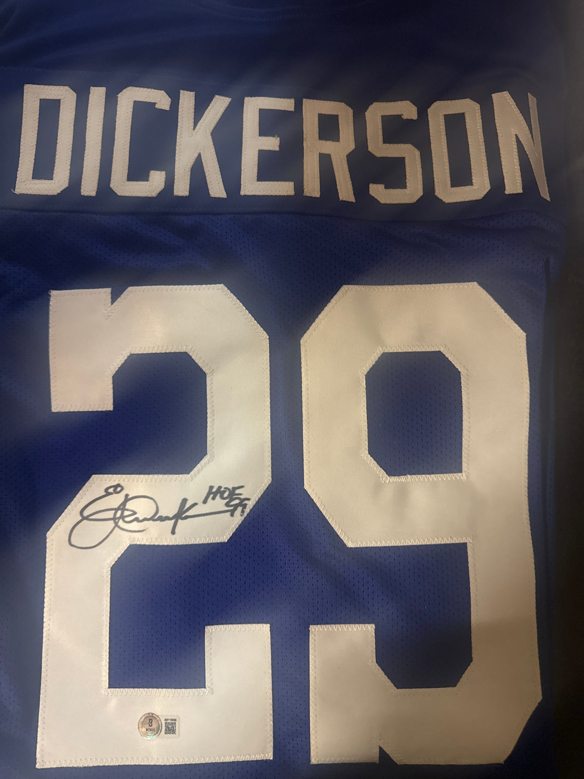 Eric Dickerson Signed Hof Indianapolis Blue Football Jersey (Beckett)