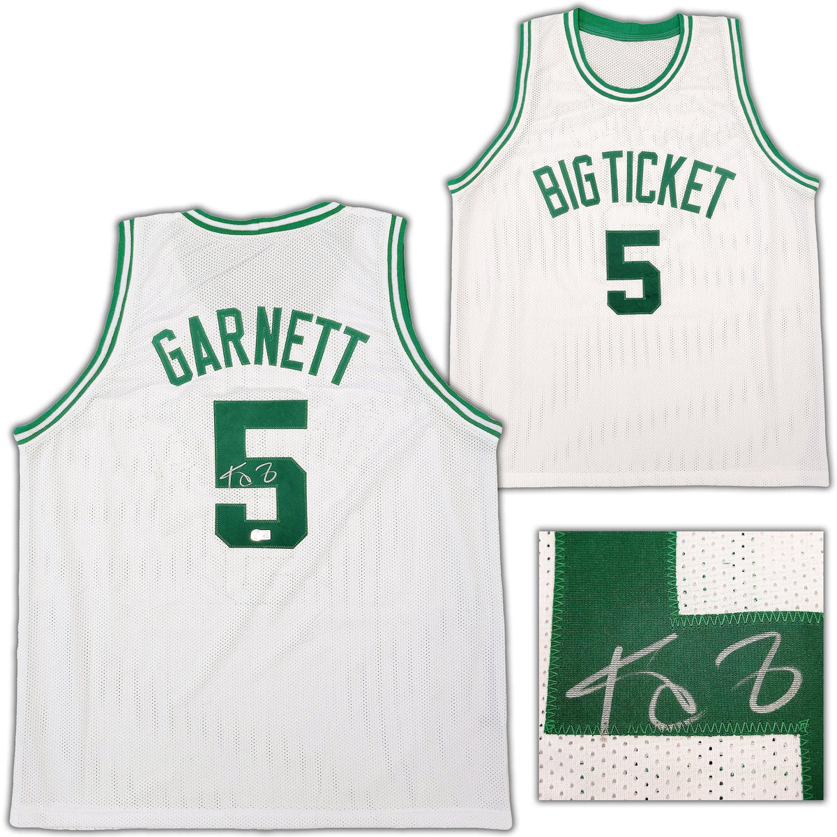 Boston Celtics Kevin Garnett Autographed White Jersey Beckett Bas Qr Stock #203547