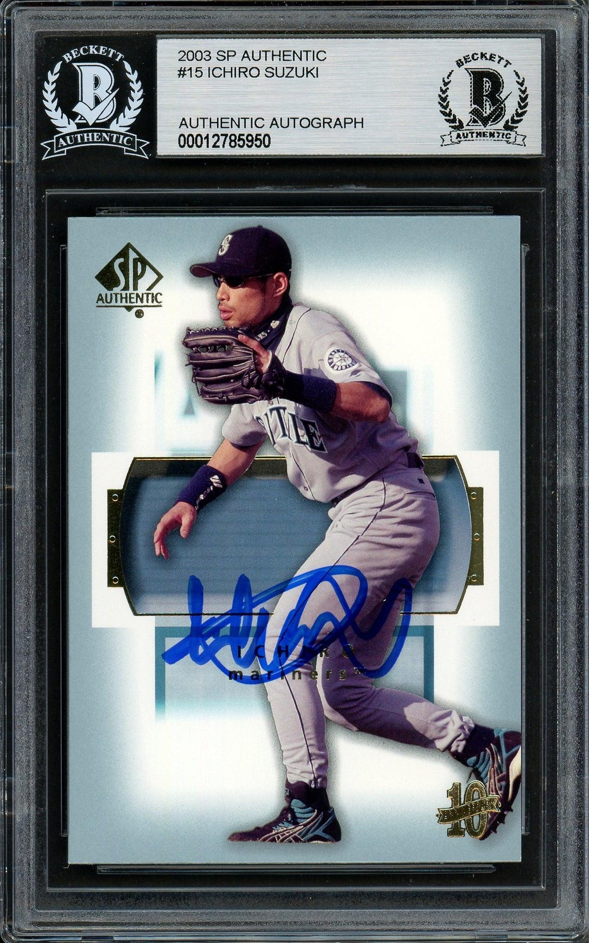 Ichiro Suzuki Autographed 2003 Sp Authentic Card #15 Seattle Mariners Beckett Bas Stock #194250