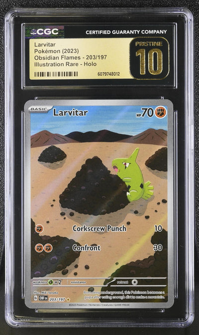 Pokémon 2023 PokéMon Scarlet & Violet Obsidian Flames Larvitar #203/197 CGC Pristine 10