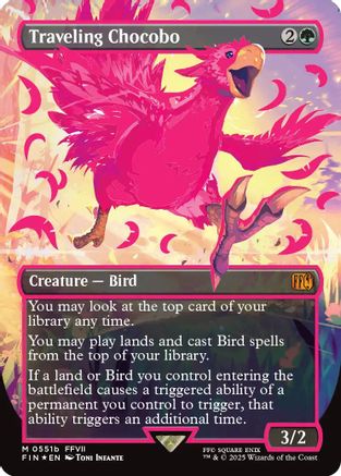 Traveling Chocobo (Borderless) (Neon Ink Pink) (Fin-511B) - Final Fantasy Foil