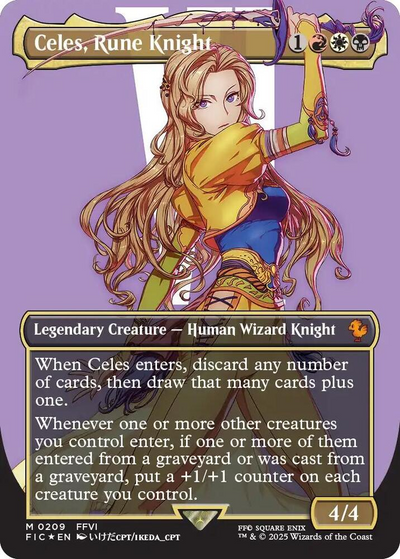 Magic The Gathering Celes, Rune Knight (Borderless) (Surge Foil) - Commander: Final Fantasy (Fic)