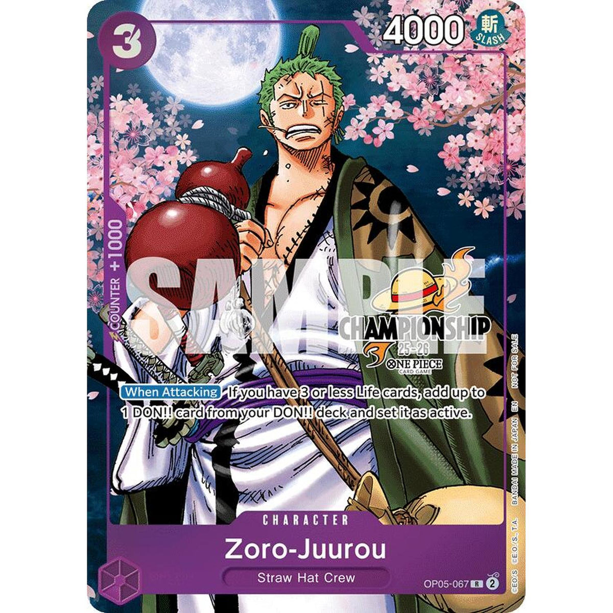 One Piece TCG Zoro-Juurou (Cs 25-26 Event Pack Finalist Ver.) (Op05-067) [One Piece Promotion Cards] Foil