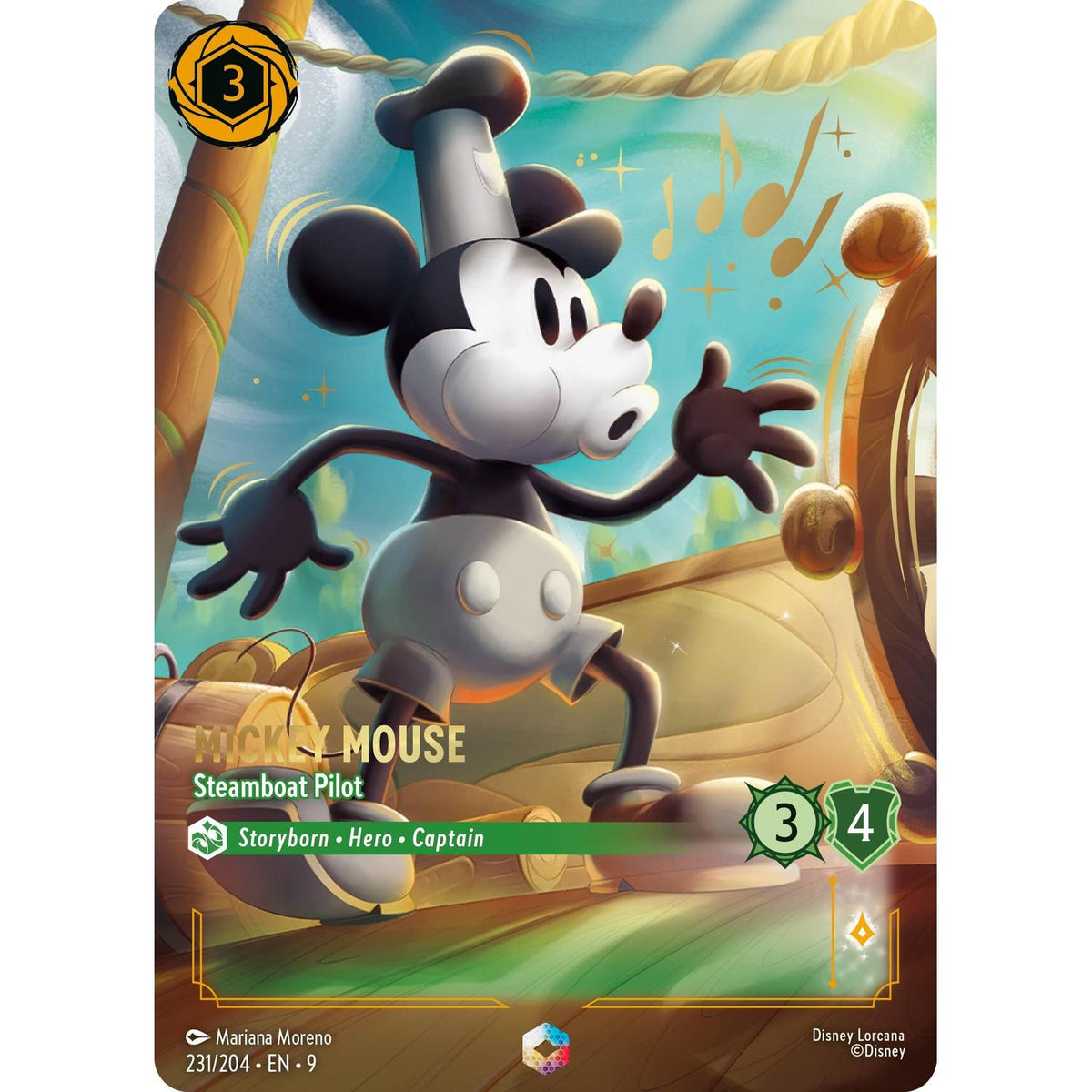 Disney Lorcana Mickey Mouse - Steamboat Pilot (Enchanted) (231/204) [Fabled] Holofoil