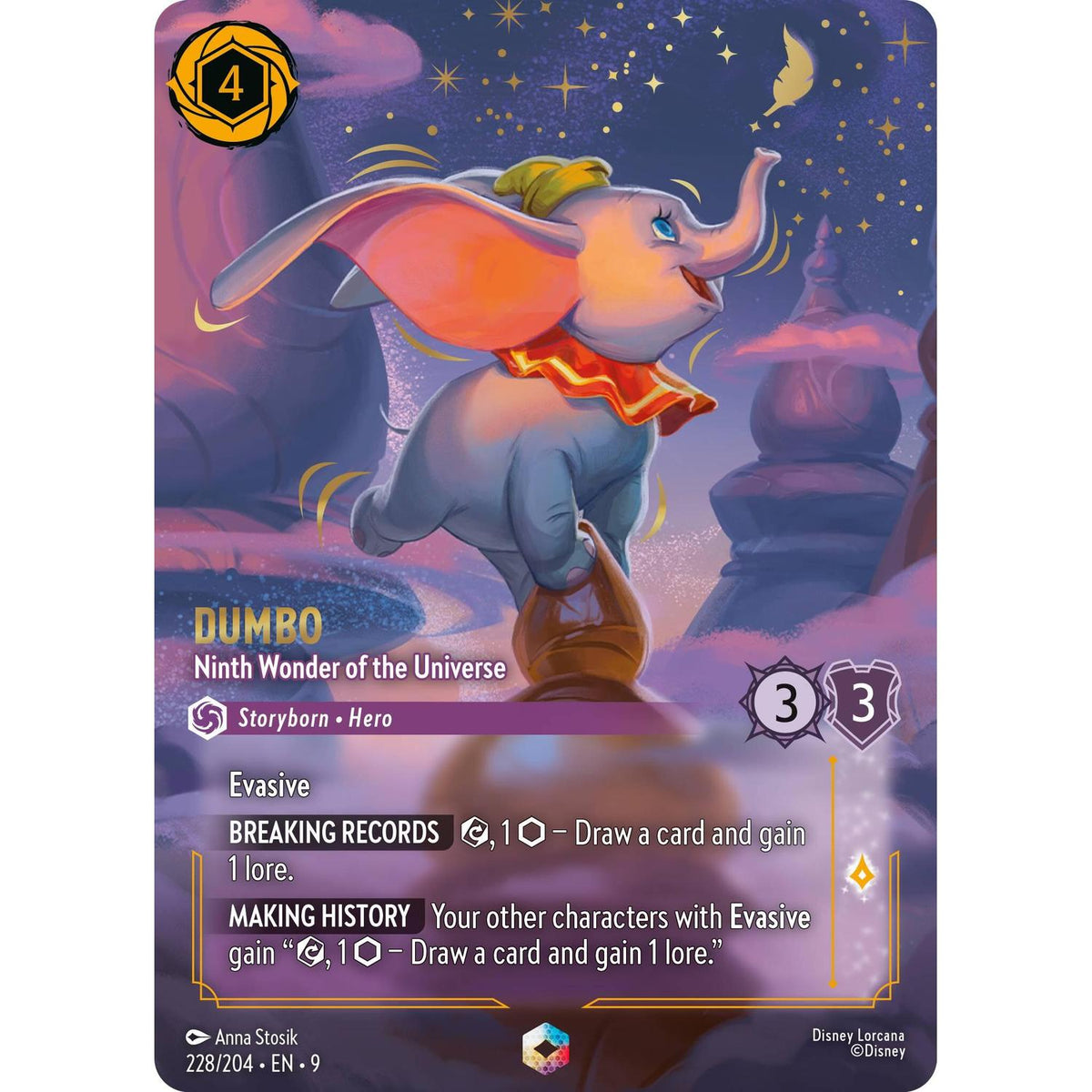 Disney Lorcana Dumbo - Ninth Wonder Of The Universe (Enchanted) (228/204) [Fabled] Holofoil