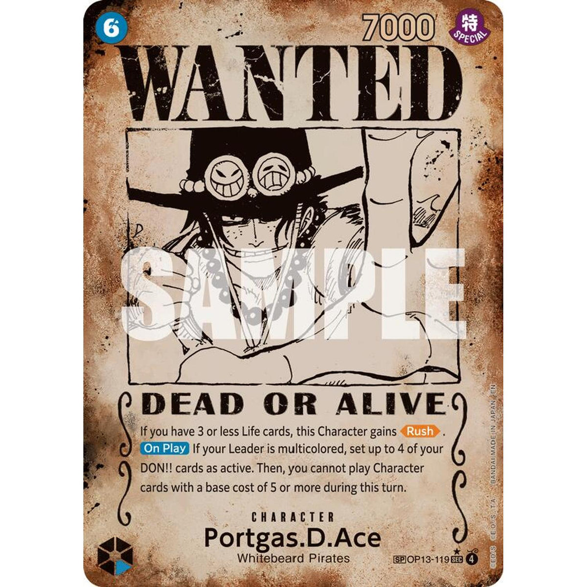 One Piece TCG Portgas.D.Ace (119) (Wanted Poster) (Op13-119) [Carrying On His Will] Foil