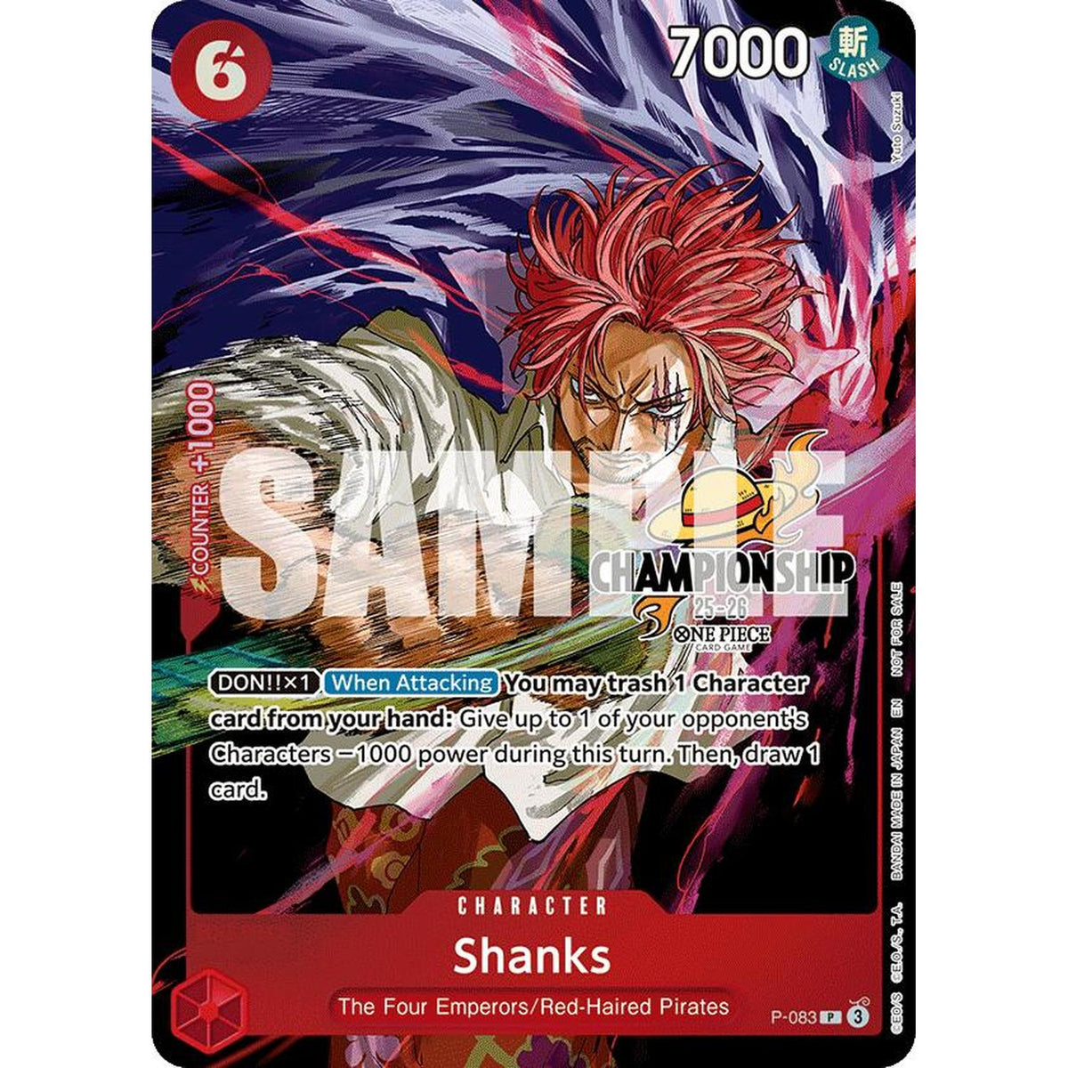 One Piece TCG Shanks (Cs 25-26 Event Pack Finalist Ver.) (P-083) [One Piece Promotion Cards] Foil
