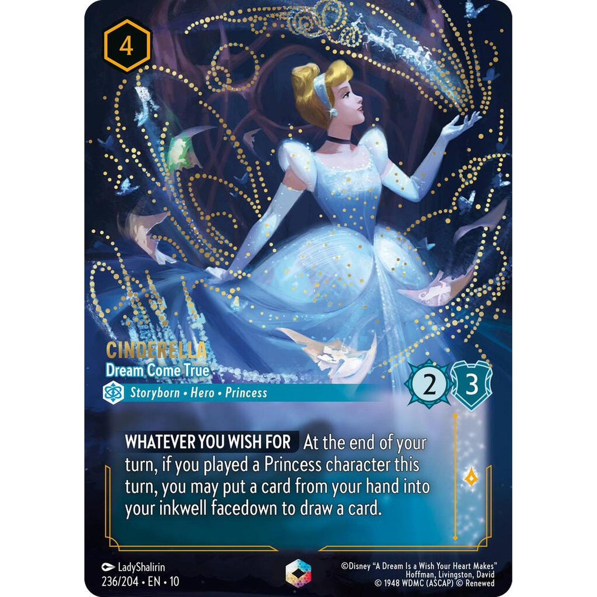 Disney Lorcana Cinderella - Dream Come True (Enchanted) (236/204) [Whispers In The Well] Holofoil