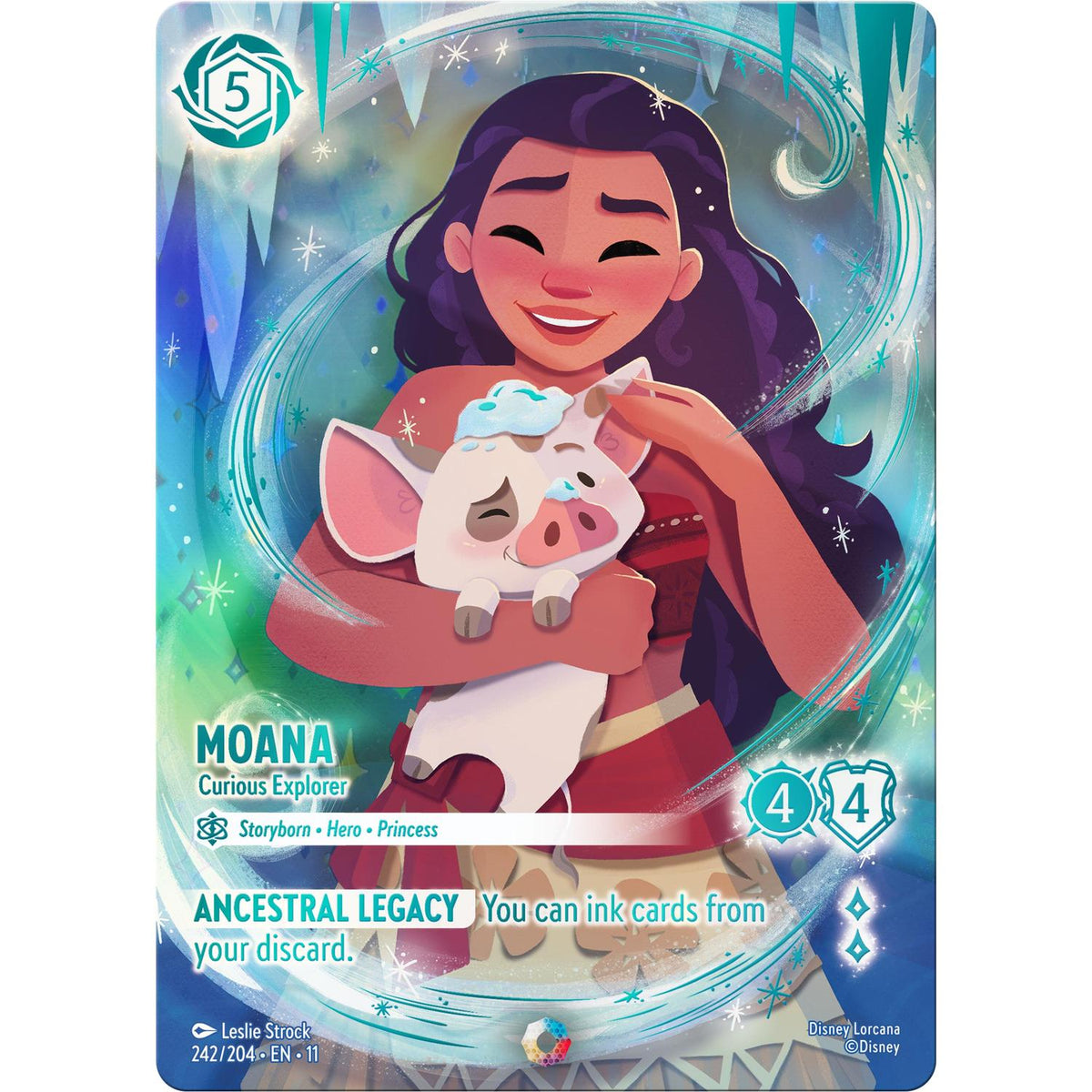 Disney Lorcana Moana - Curious Explorer (Iconic) (242/204) [Winterspell] Holofoil