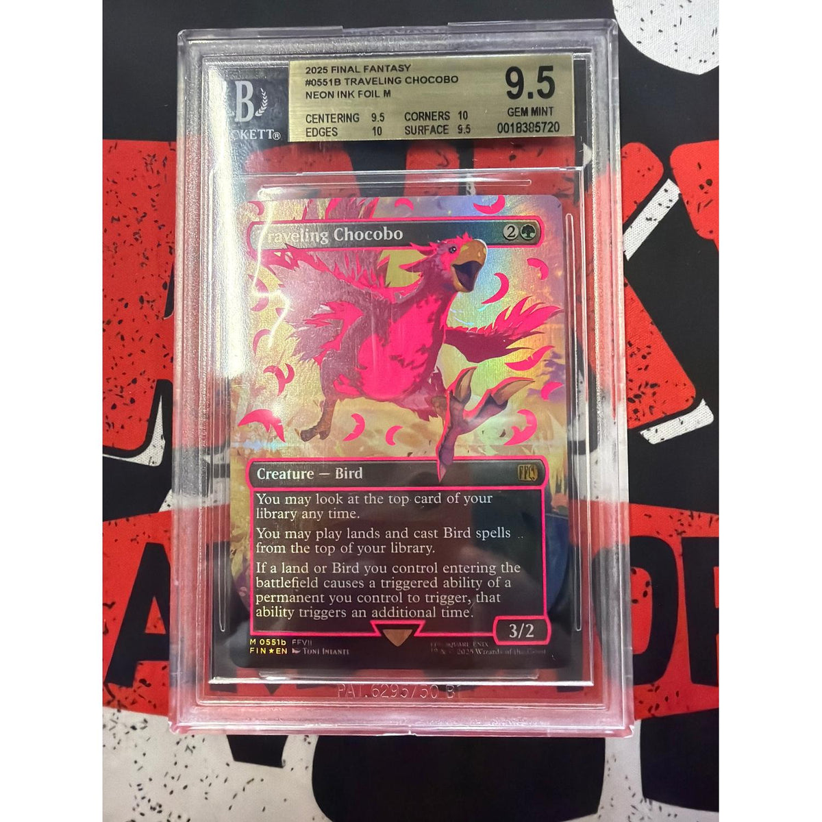 Magic The Gathering Traveling Chocobo (Borderless) (Neon Ink Pink) [Final Fantasy] Foil