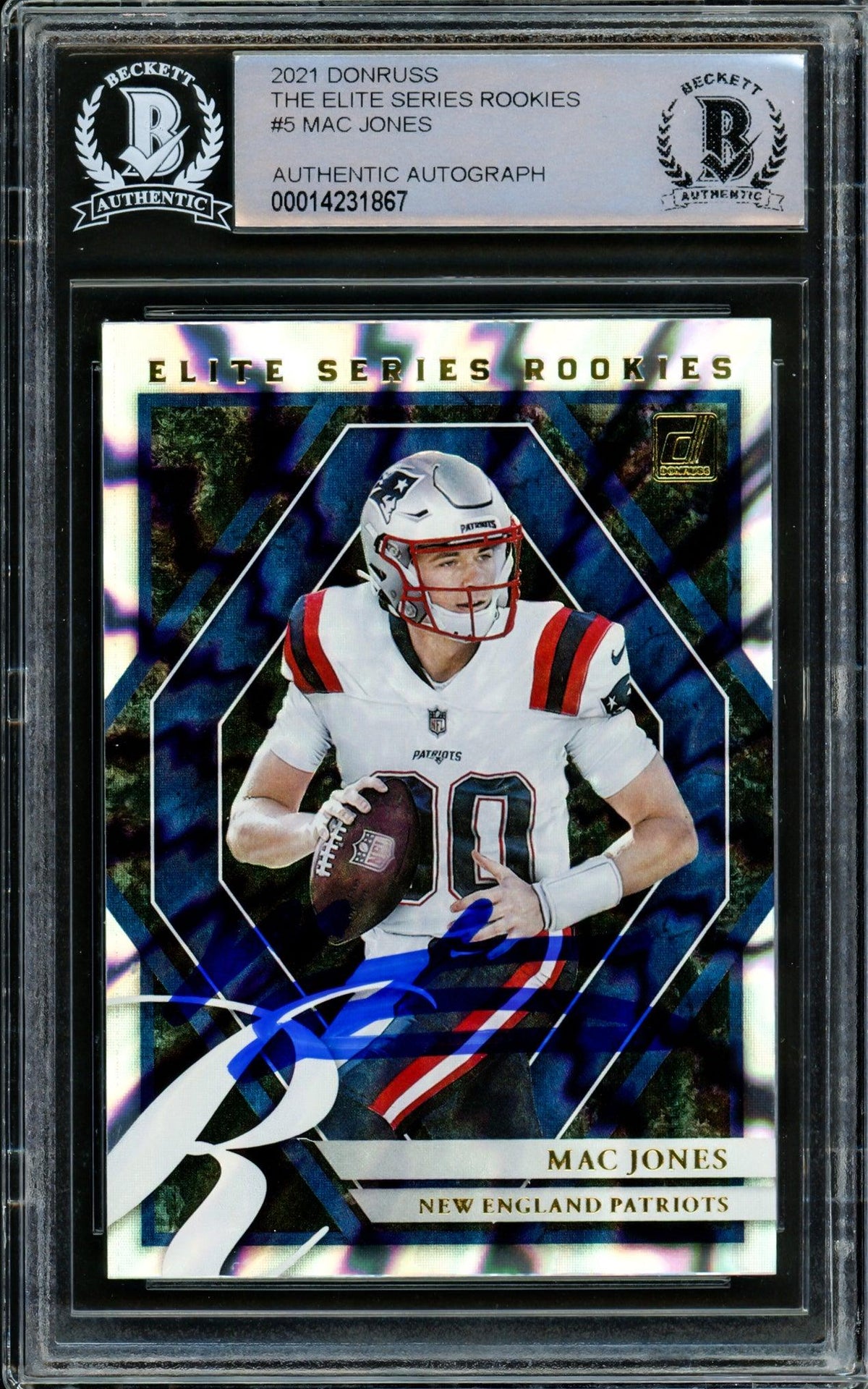 Mac Jones Autographed 2021 Panini Donruss Elite Series Rookie Card #Esr-Mjo New England Patriots Beckett Bas #14231867