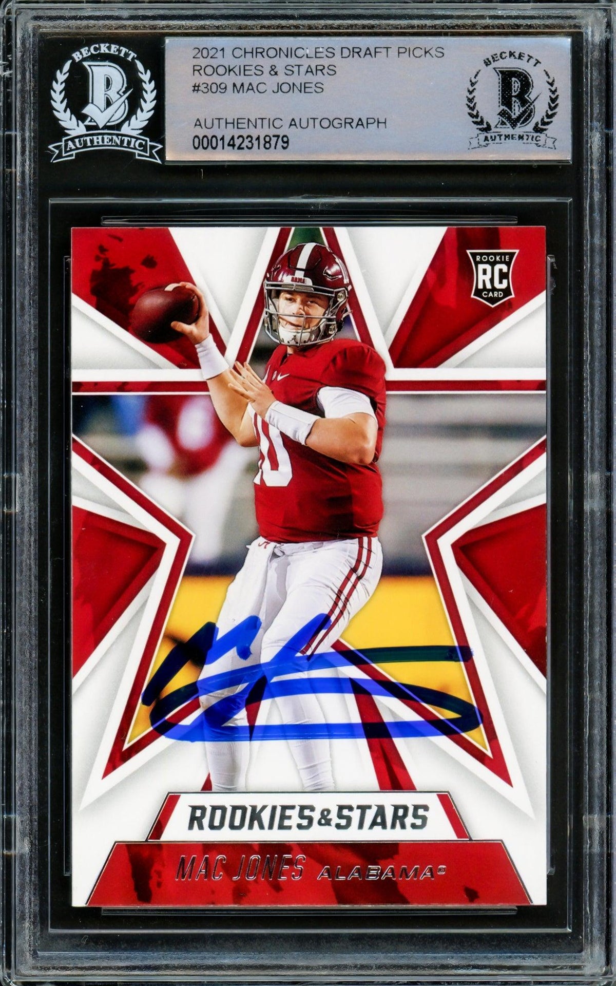Mac Jones Autographed 2021 Panini Rookie & Stars Rookie Card #309 Alabama Crimson Tide Beckett Bas #14231879