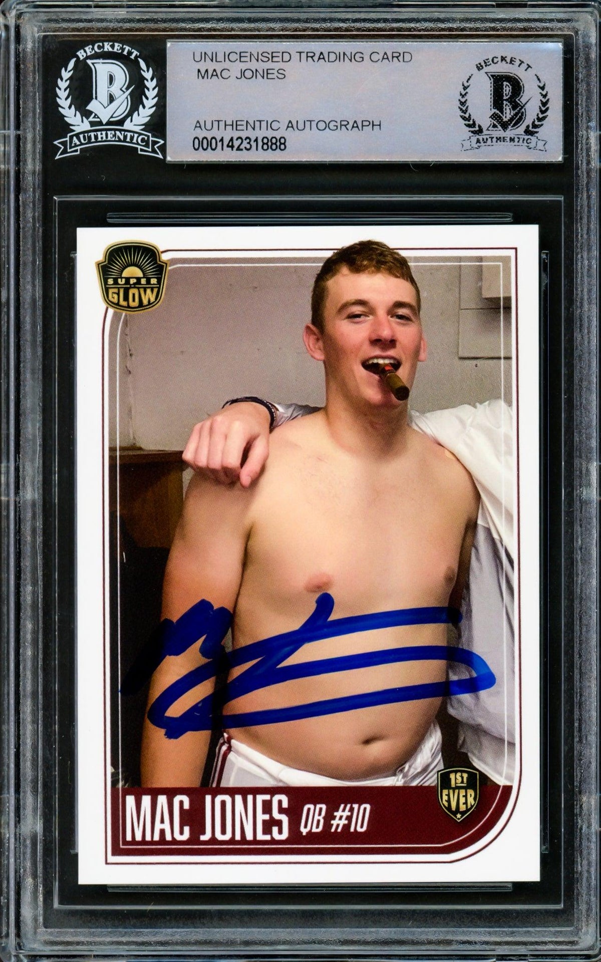 Mac Jones Autographed 2021 Super Glow Rookie Card New England Patriots Beckett Bas #14231888