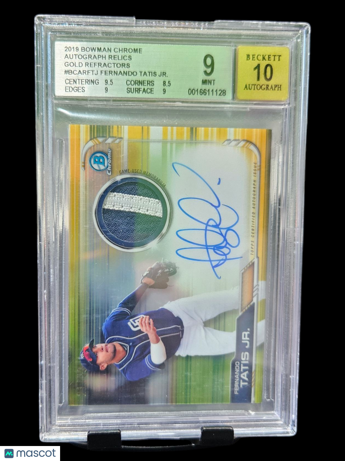 Baseball Bowman 2019 Bowman Auto Relics Gold Refractors Fernando Tatis Jr. Bcarftj BGS 9 Auto 10