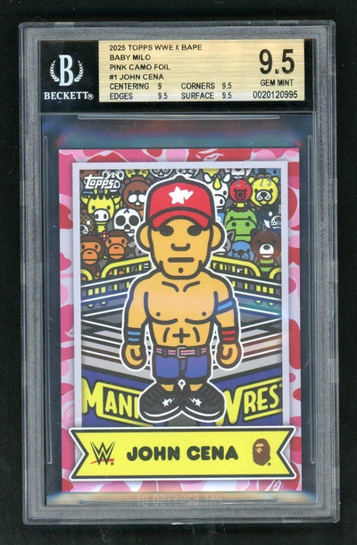 WWE Wrestling Topps 2025 Topps WWE X Bape #1 John Cena Pink Camo /25 BGS 9.5