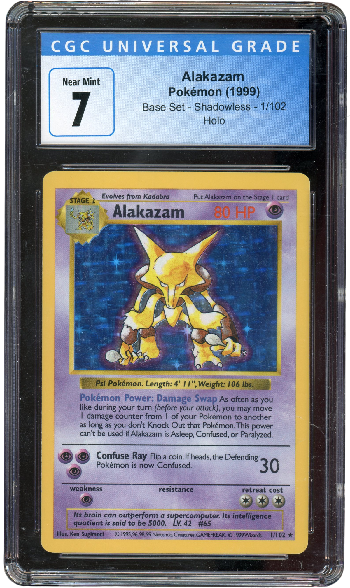 Pokémon CGC 7 Alakazam Base Set Holo