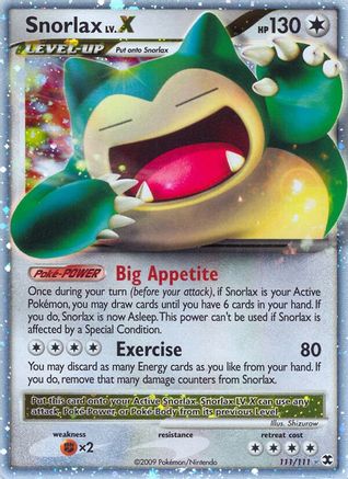 Pokémon Snorlax Lv.X (111/111) - Rising Rivals Holofoil