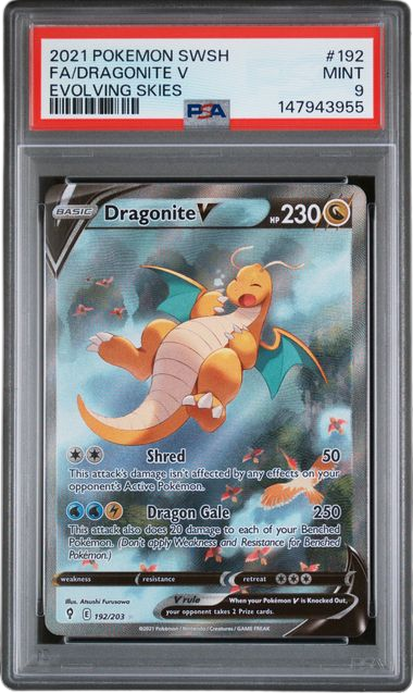 Pokémon PSA 9 Fa/Dragonite V Evolving Skies