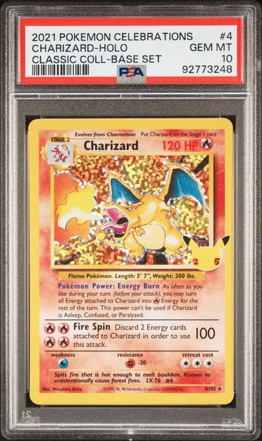 Pokémon Charizard PokéMon Celebrations Classic Collection Base Set #4/102 PSA 10