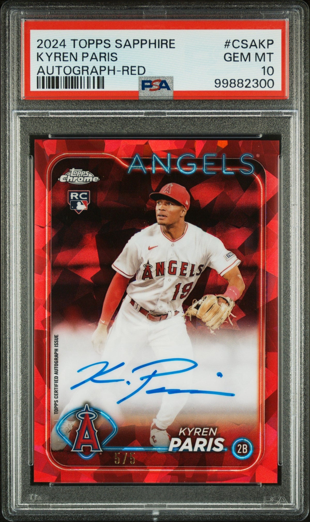 Baseball Topps 2024 Topps Chrome Sapphire Red Kyren Paris #Csa-Kp Rc Auto /5 PSA 10