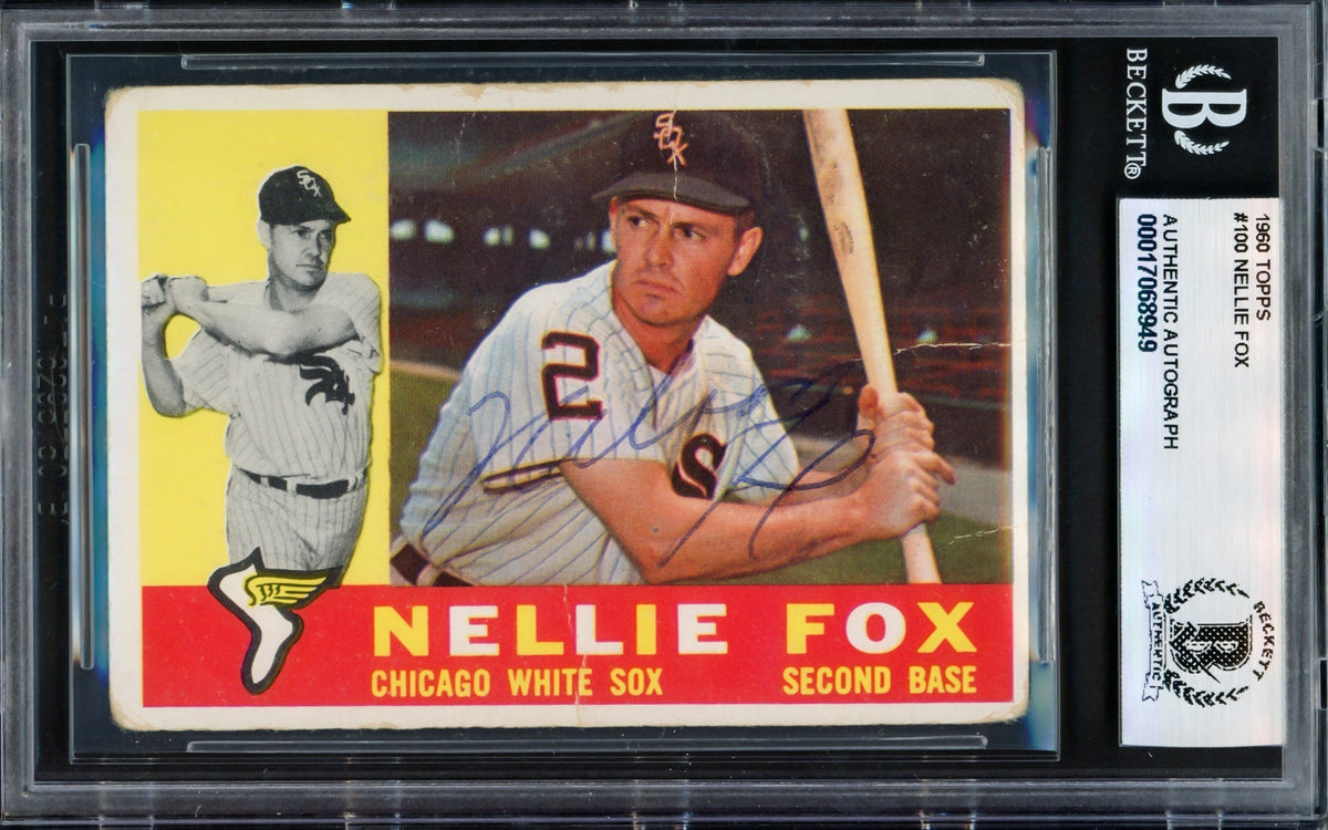 Nellie Fox Autographed 1060 Topps Card #100 Chicago White Sox Beckett Bas #17068949