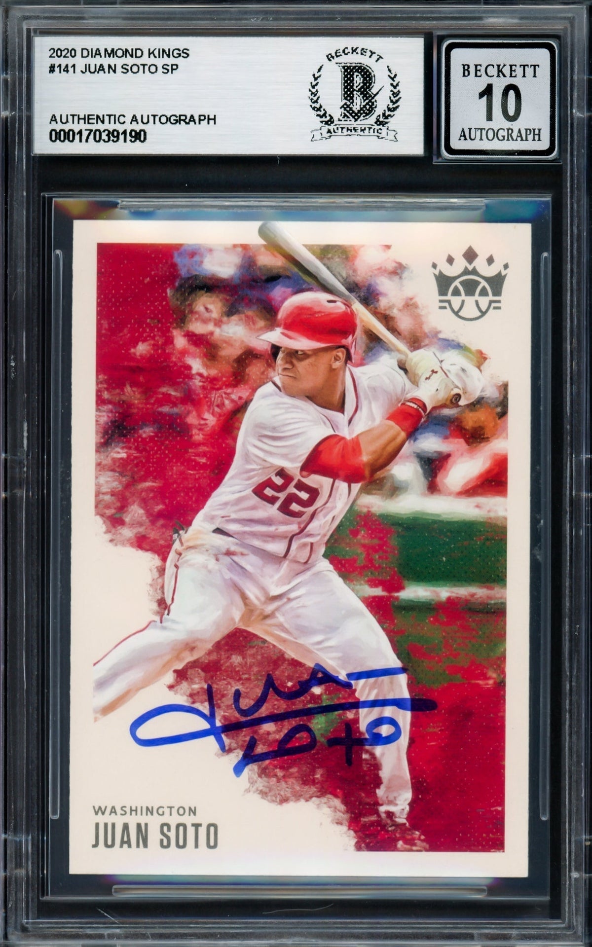 Juan Soto Autographed 2020 Donruss Diamond Kings Card #141 New York Yankees Auto Grade Gem Mint 10 Beckett Bas #17039190