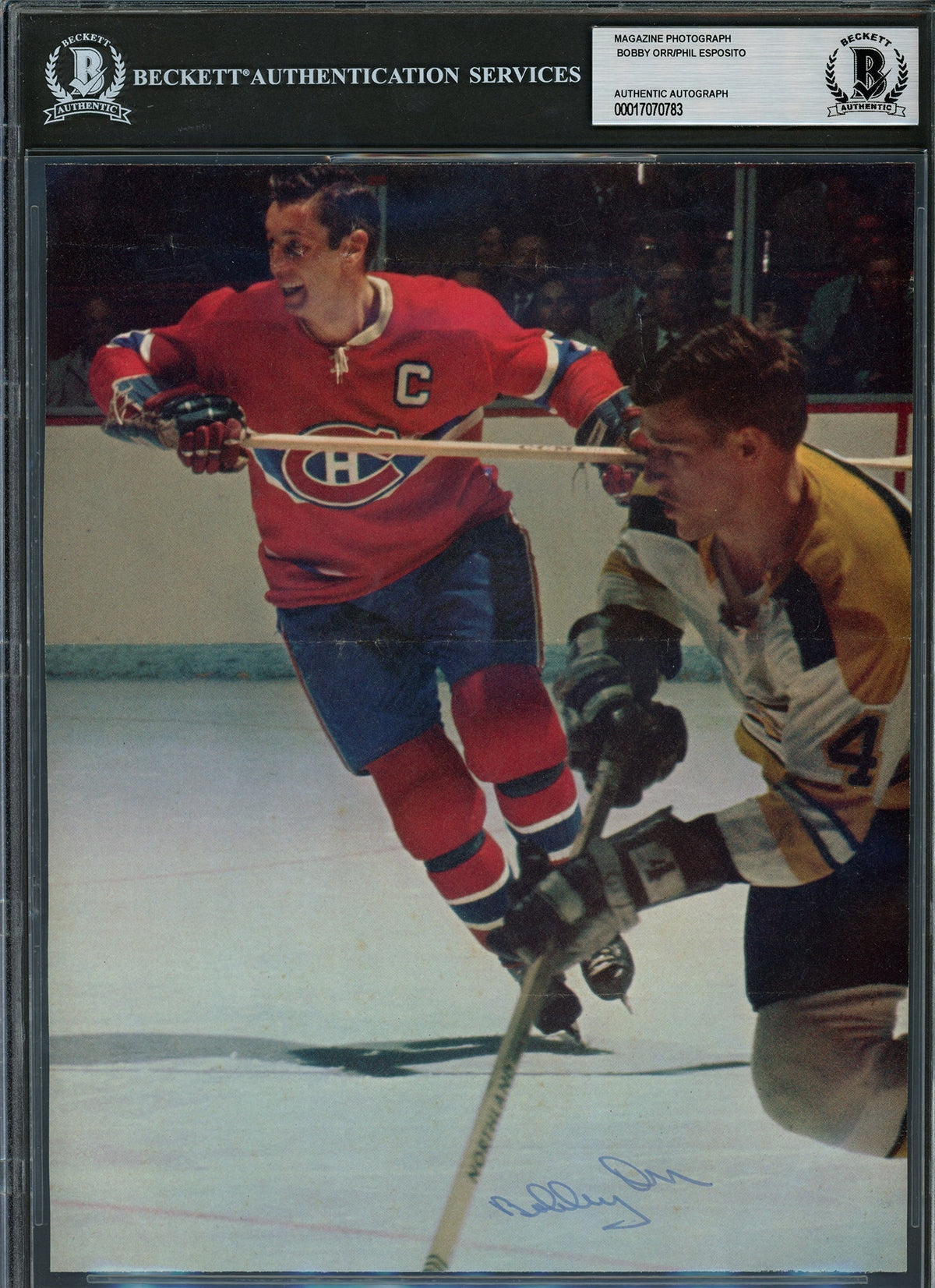 Bobby Orr & Phil Esposito Autographed 8X10 Magazine Page Photo Boston Bruins Vintage Signature Beckett Bas #17070783