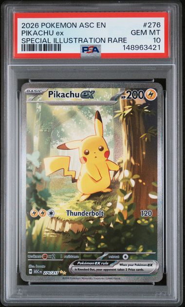 Pokémon Pikachu EX PokéMon Ascended Heroes Special Illustration Rare #276/217 PSA 10