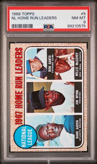 Baseball Topps Nl Home Run Leaders Aaron Wynn Santo Mccovey 1968 Topps #5 PSA 8