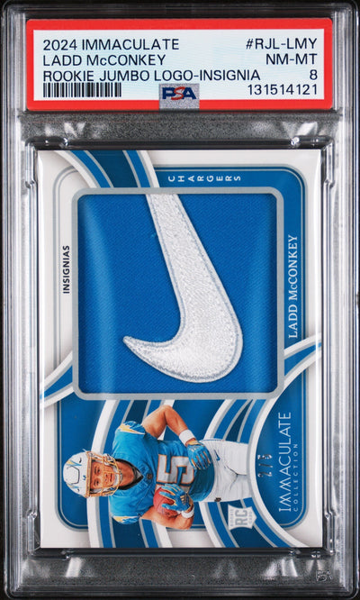 UFC MMA Panini 2024 Panini Immaculate Collection Rookie Jumbo Logos Insignia Ladd Mcconkey #Rjl-Lmy PSA 8