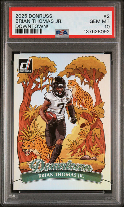 Football 2025 Donruss Downtown Brian Thomas Jr. #2 PSA 10