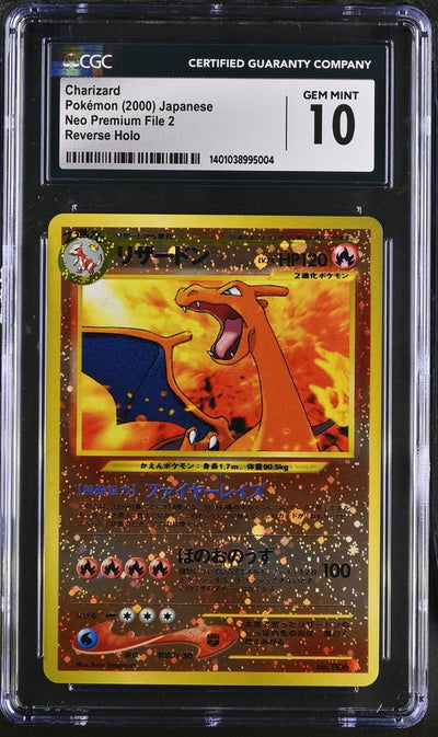 Pokémon Charizard PokéMon Japanese Neo Premium File 2 Reverse Holo #006 CGC 10