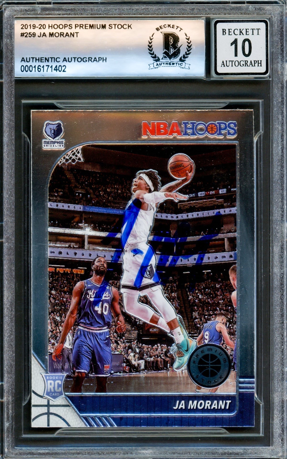 Ja Morant Autographed 2019-20 Panini Hoops Premium Stock Rookie Card #259 Memphis Grizzlies Auto Grade Gem Mint 10 Beckett Bas Stock #220780