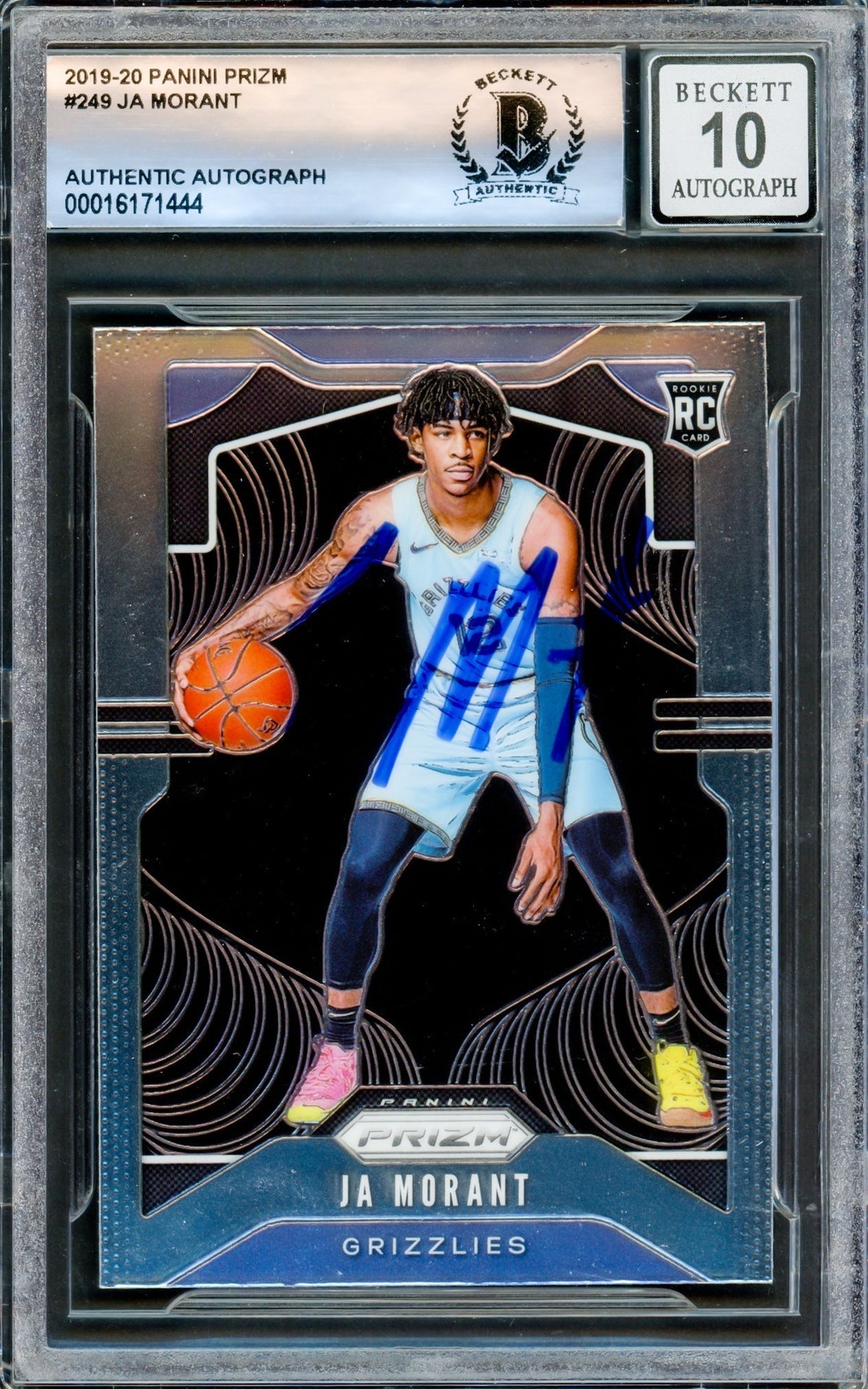 Ja Morant Autographed 2019-20 Panini Prizm Rookie Card #249 Memphis Grizzlies Auto Grade Gem Mint 10 Beckett Bas Stock #220782