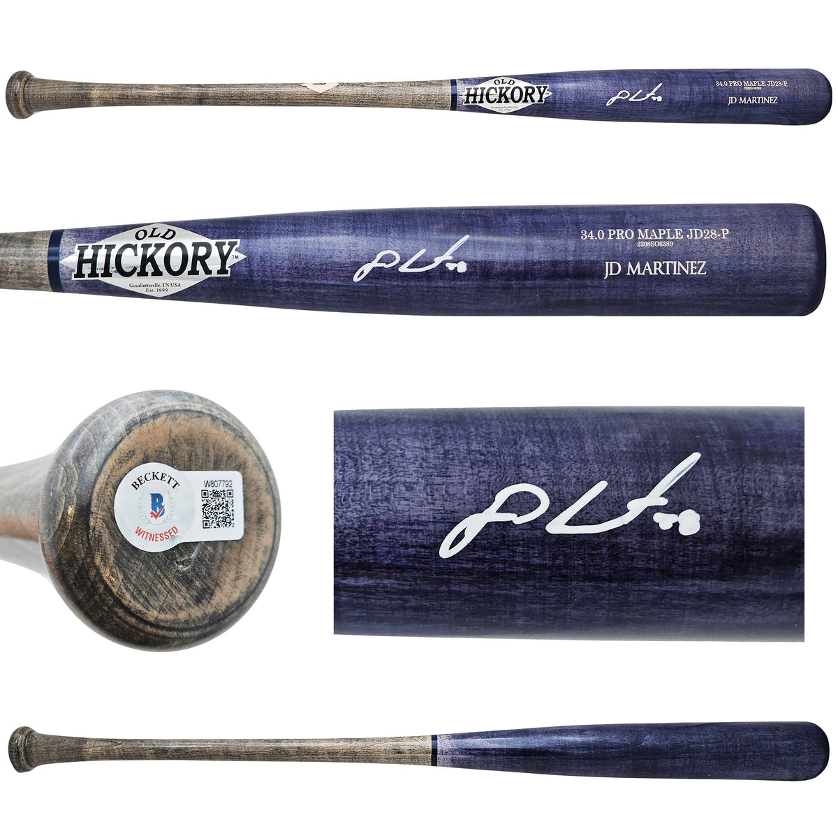 Jd J.D. Martinez Autographed Blue & Grey Old Hickory Pro Maple Bat Los Angeles Dodgers Beckett Bas Witness Stock #220622