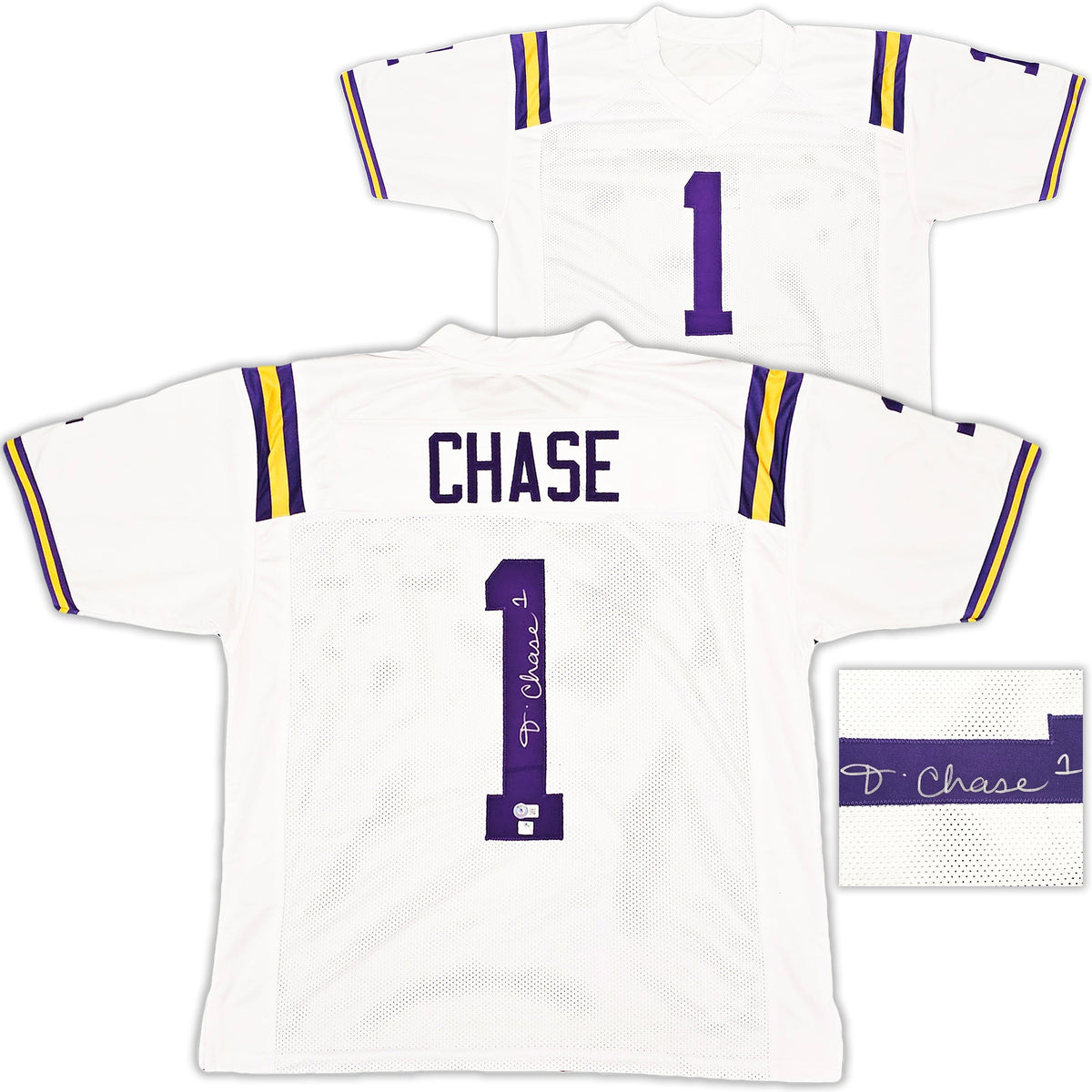Lsu Tigers Ja'marr Chase Autographed White Jersey Beckett Bas Witness Stock #220608