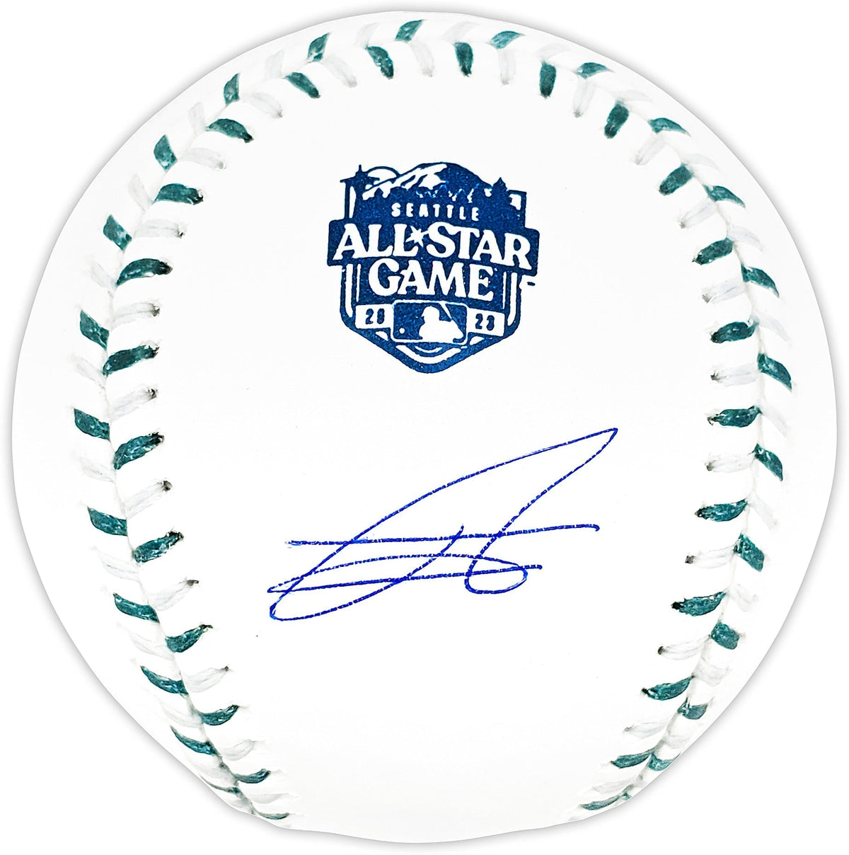 Julio Rodriguez Autographed Official 2023 All Star Game Logo MLB Game Baseball Seattle Mariners Beckett Bas Qr Stock #220567