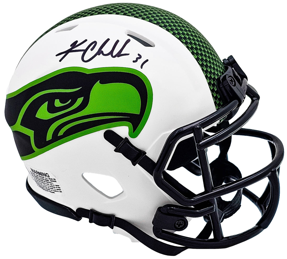Kam Chancellor Autographed Seattle Seahawks Lunar Eclipse White Speed Mini Helmet Mcs Holo Stock #220828
