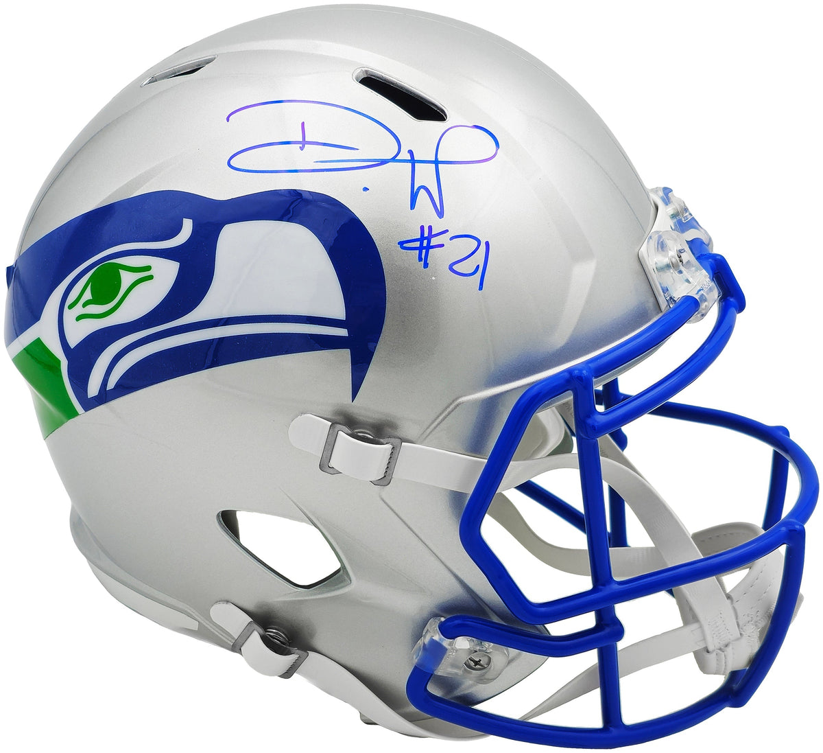Devon Witherspoon Autographed Seattle Seahawks Silver 1983-01 Throwback Full Size Speed Replica Helmet Mcs Holo