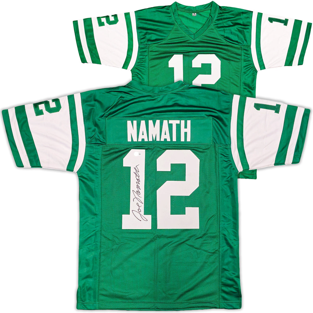 New York Jets Joe Namath Autographed Green Jersey Beckett Bas Witness