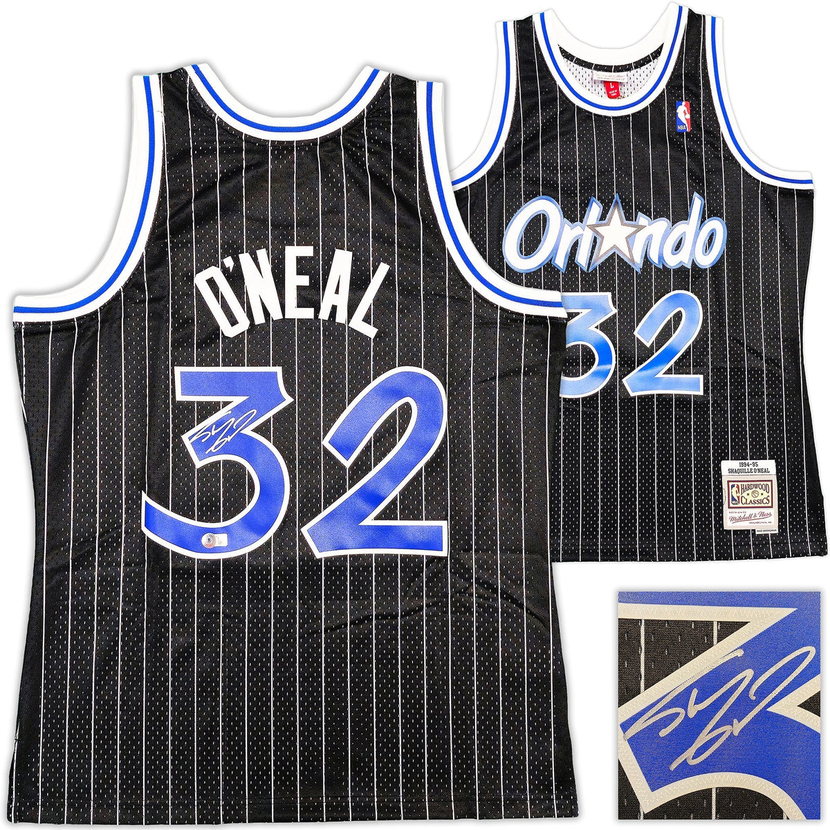 Orlando Magic Shaquille Shaq O'neal Autographed Black Authentic Mitchell & Ness 1994-95 Hwc Swingman Jersey Size L Beckett Bas Witness