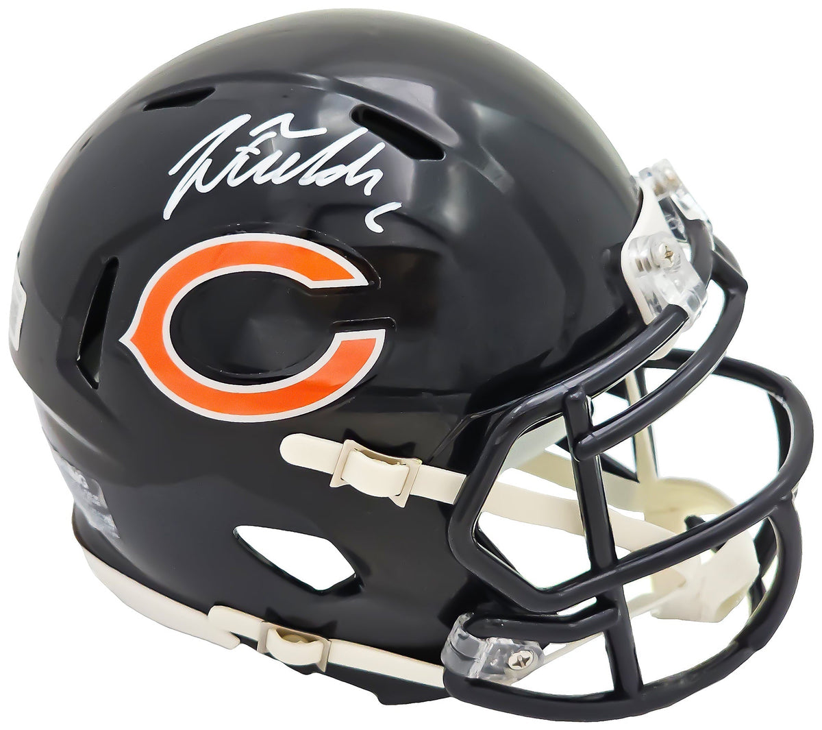 Justin Fields Autographed Chicago Bears Blue Speed Mini Helmet Beckett Bas Witness Stock #220593